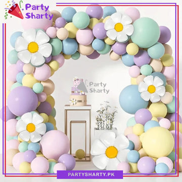 100pcs Daisy Flower Balloon Garland Set For Butterfly & Flower Theme Birthday Decoration and Celebration